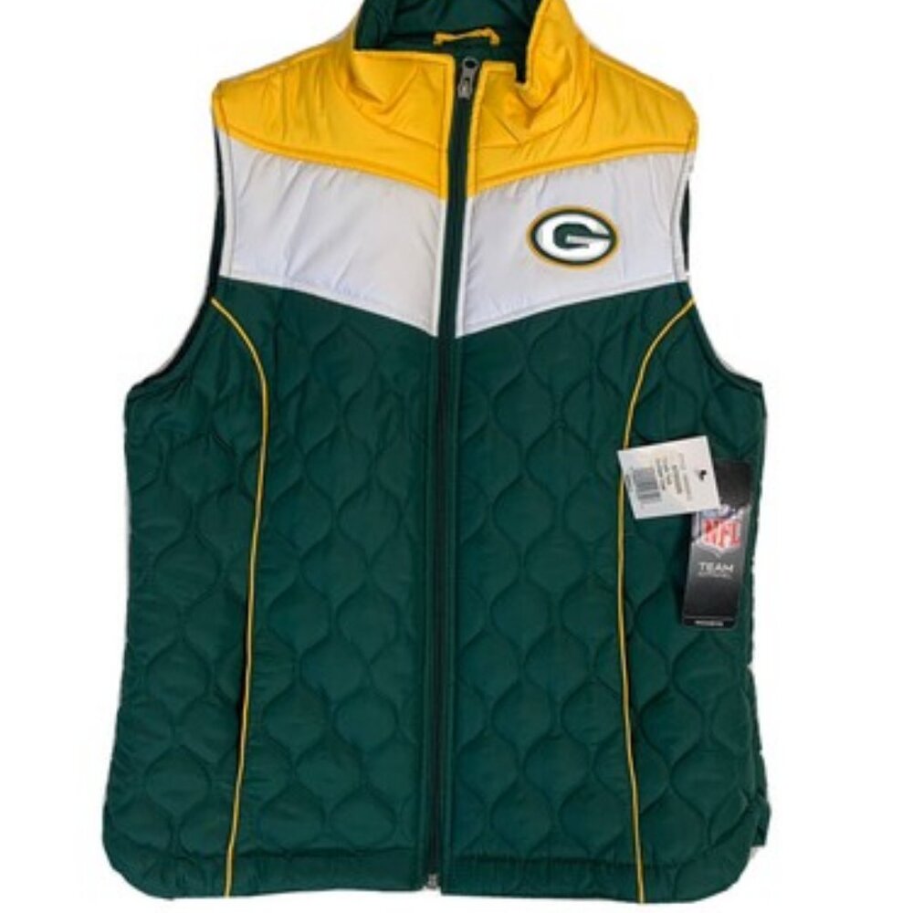 Green Bay Packers NFL Team Apparel Women’s Quilted Full Zip Vest SZ Small NWT